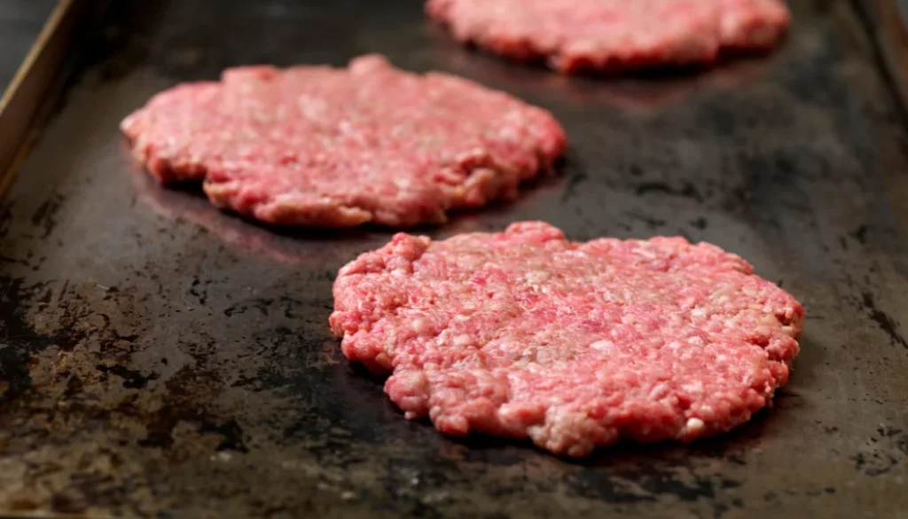 Cook beef patties for smash burger