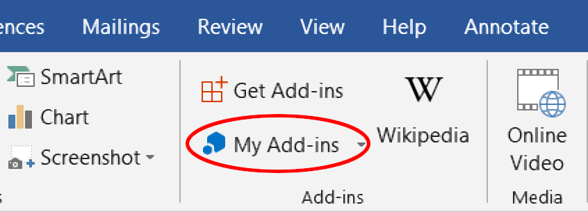 MS Word add ins