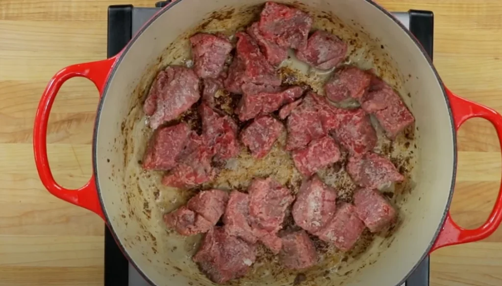 Shallow fry beef chunks for beef stew