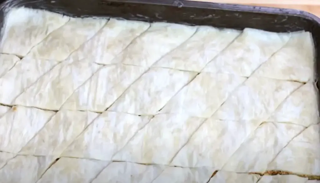 Spread 10 layers for baklava dough