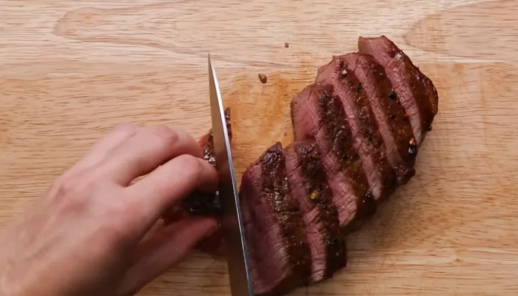 slice the steak